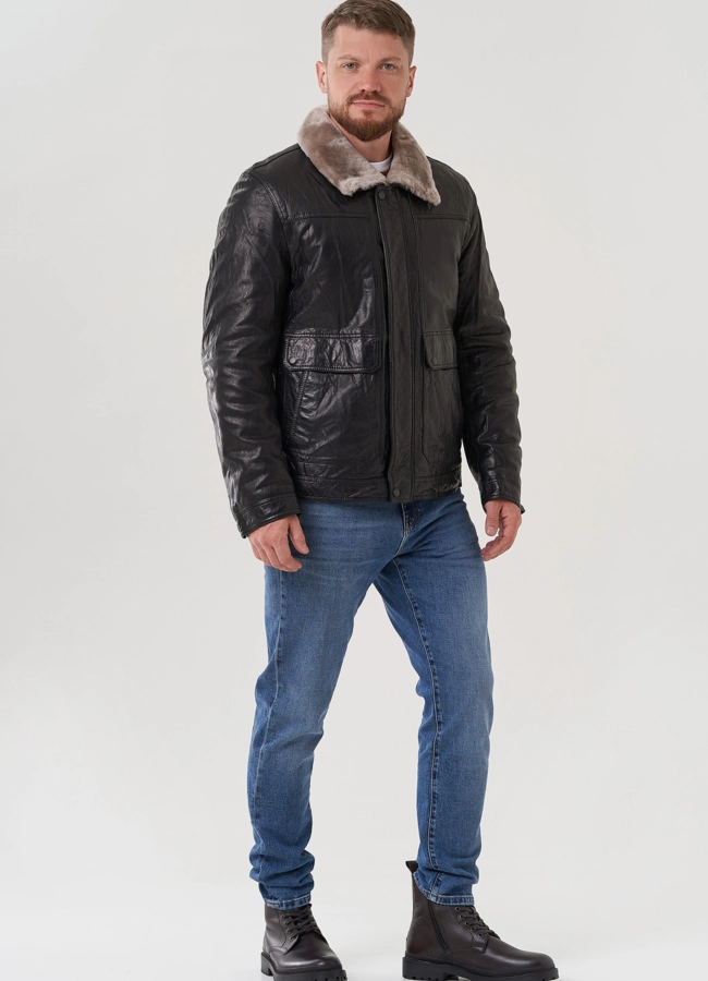 Куртка мужская из натуральной кожи  модель № 82316 в кредит
