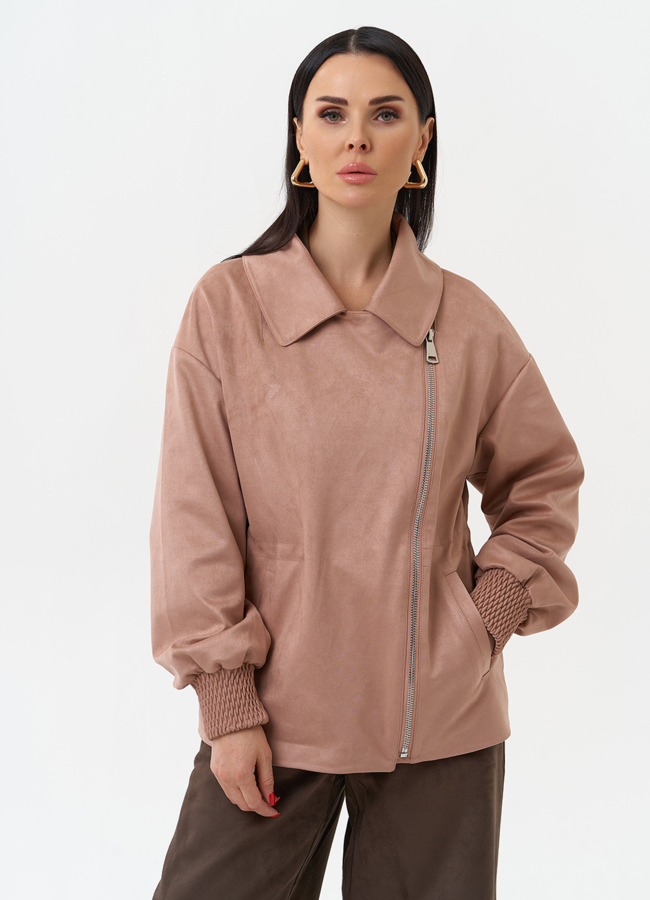 Женская куртка из эко замши с поясом модель № 30059 универмаг малина