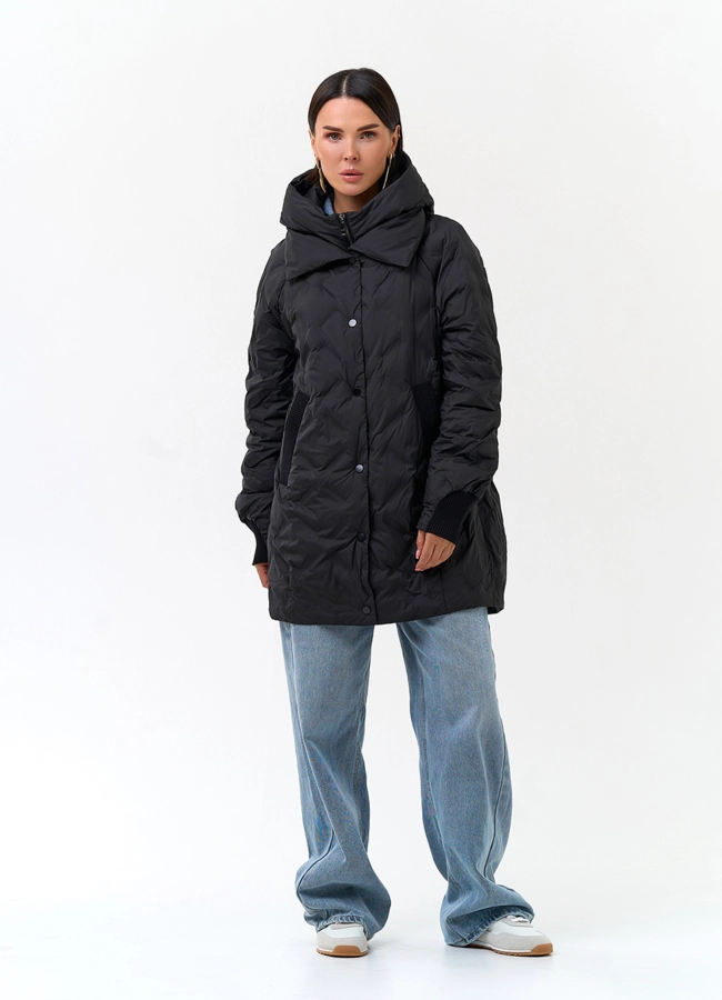 Удлиненная куртка с капюшоном модель № 33792 универмаг малина