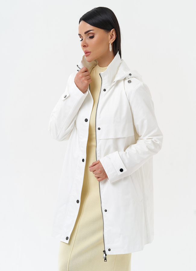 Плащ женский белого цвета модель № 30085 универмаг малина