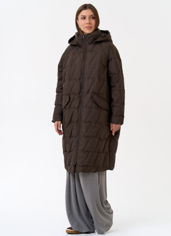 Женское свободное пальто с капюшоном