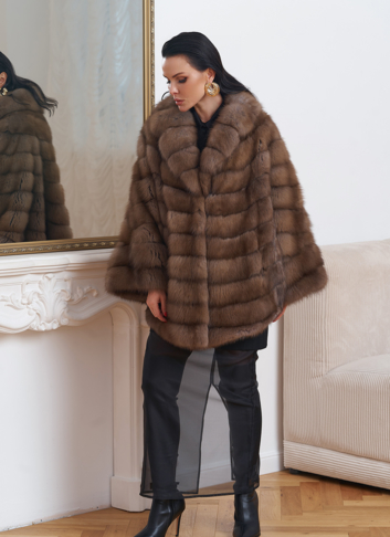 Шуба из куницы оверсайз