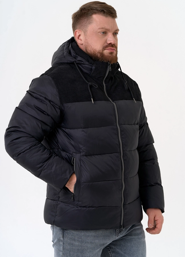 Мужской пуховик с отделкой из вельвета модель № 31469 универмаг малина