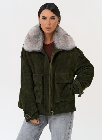 Короткий пуховик из натуральной замши Короткий пуховик из натуральной замши