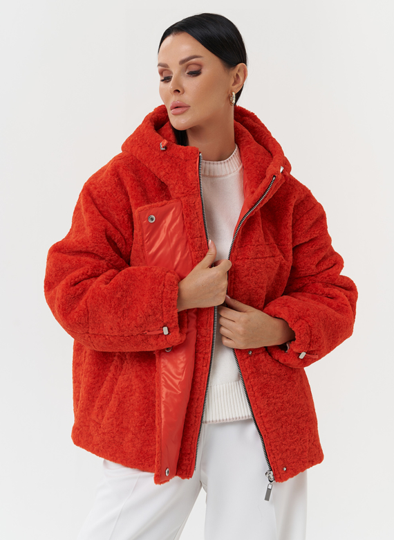 Куртка из эко меха с капюшоном