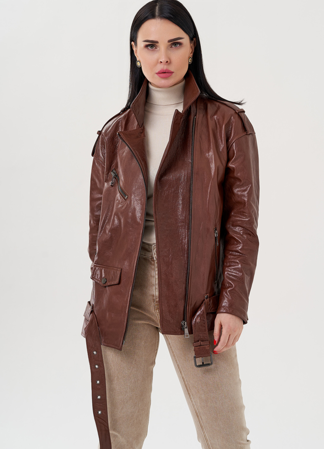 Куртка - косуха коричневого цвета модель № 24378 универмаг малина