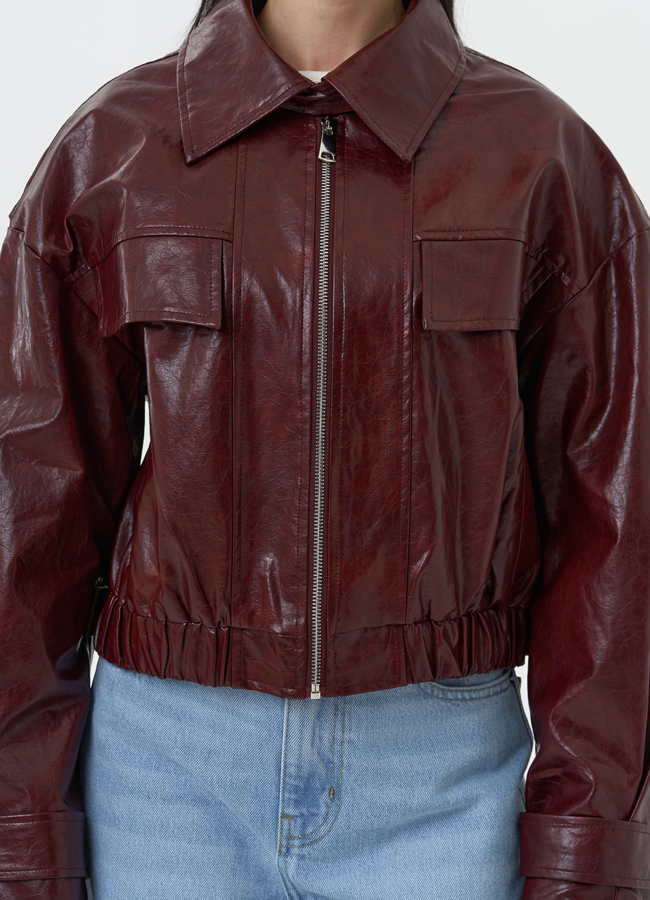 Куртка бомбер из эко кожи бордового цвета модель № 30315 универмаг малина
