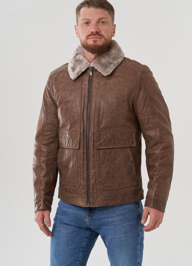 Куртка мужская из натуральной кожи  модель № 82310 в кредит
