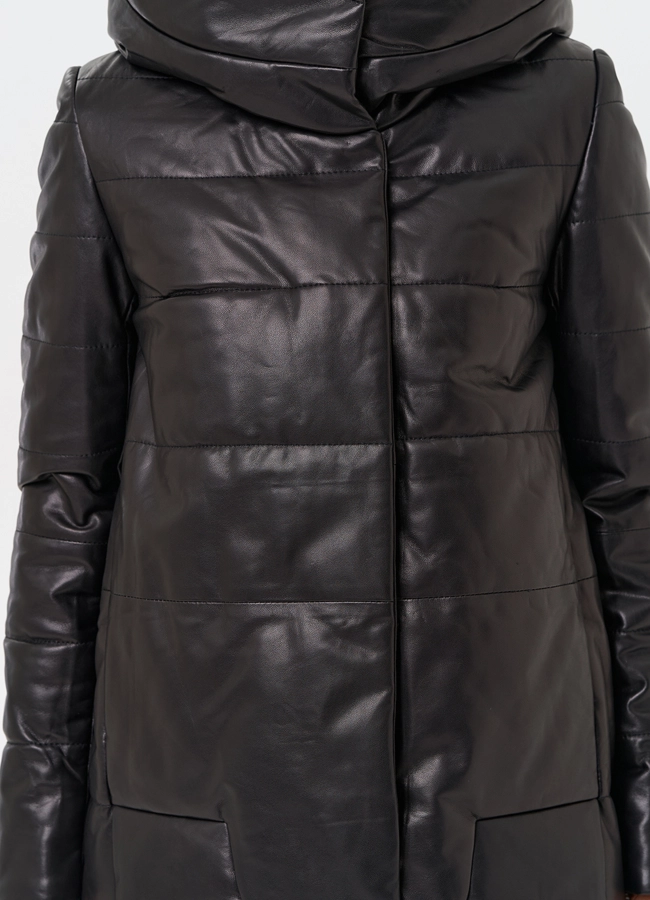 Теплая куртка из натуральной кожи модель № 75324 универмаг малина