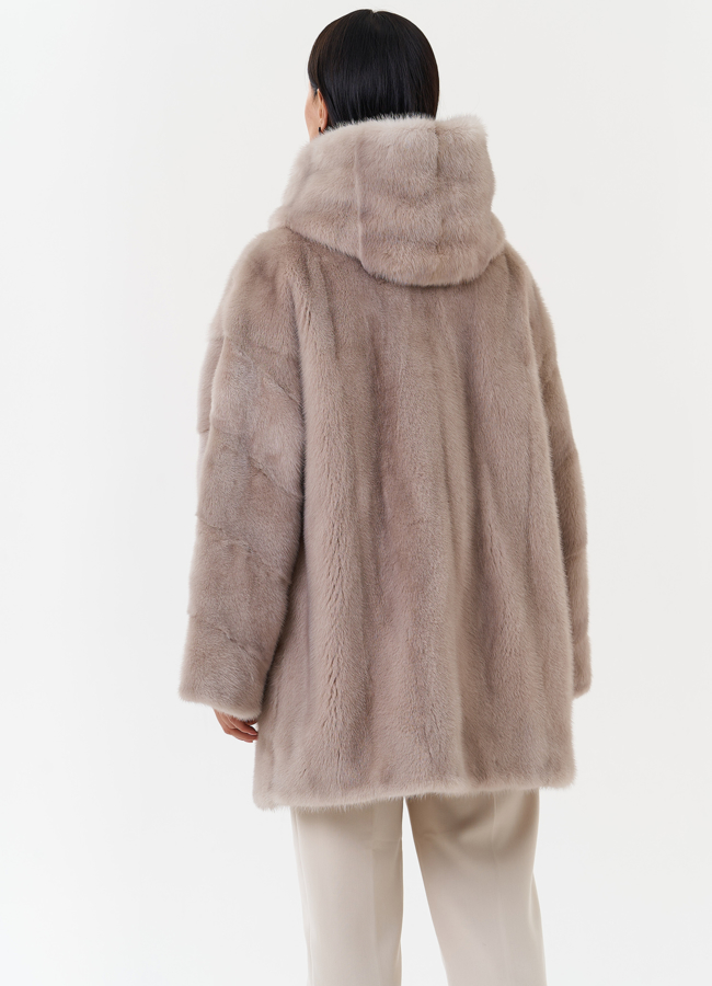 Шуба из норки с капюшоном модель № 27576 универмаг малина