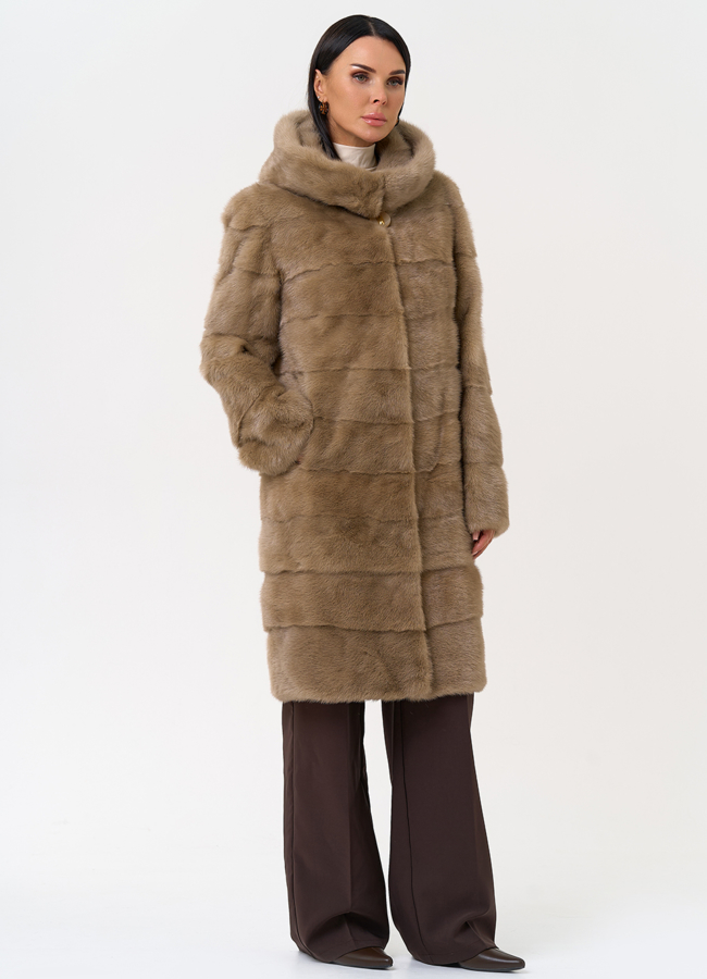 Шуба из норки бежевого цвета модель № 31332 универмаг малина