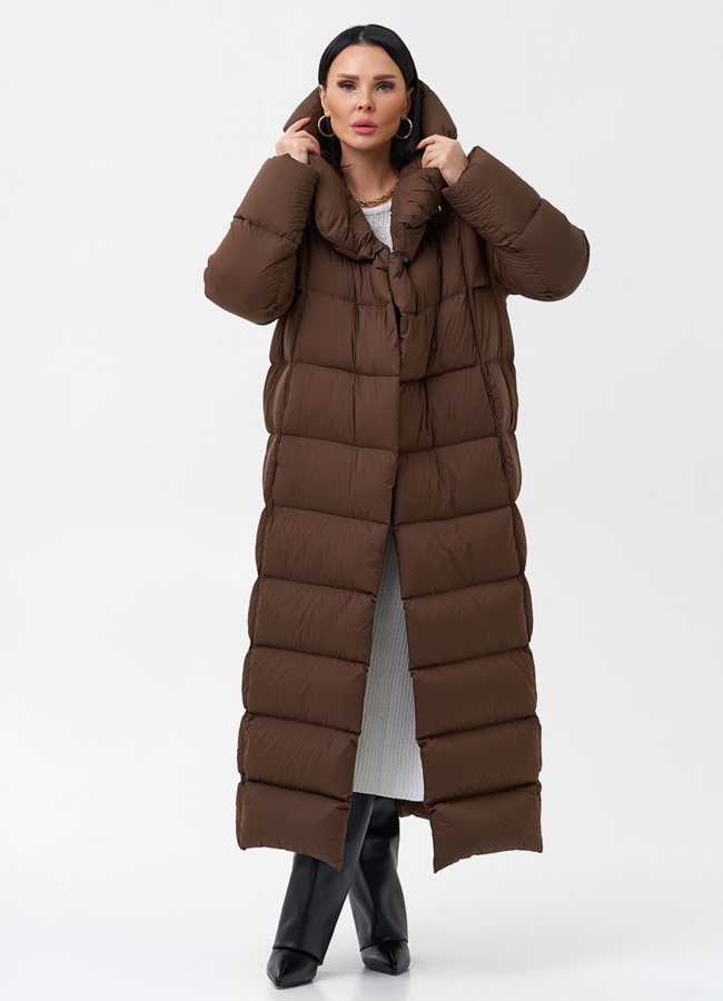 Женский пуховик с капюшоном  модель № 28977 универмаг малина