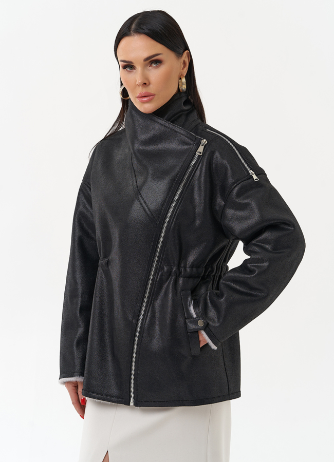 Женская дубленка из эко замши  модель № 29982 в рассрочку